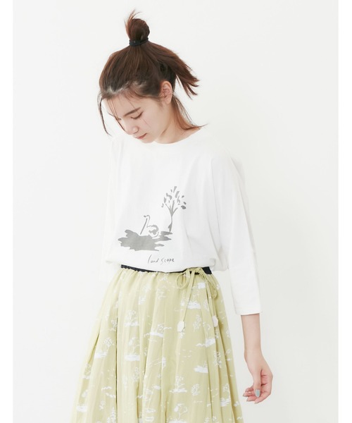 POU DOU DOU(プードゥドゥ)の「ランドスケープスワンプリントドルマンTee(Tシャツ/カットソー・レディース・オフホワイト/ブルー/ダークグレー・3)」の20枚目の写真