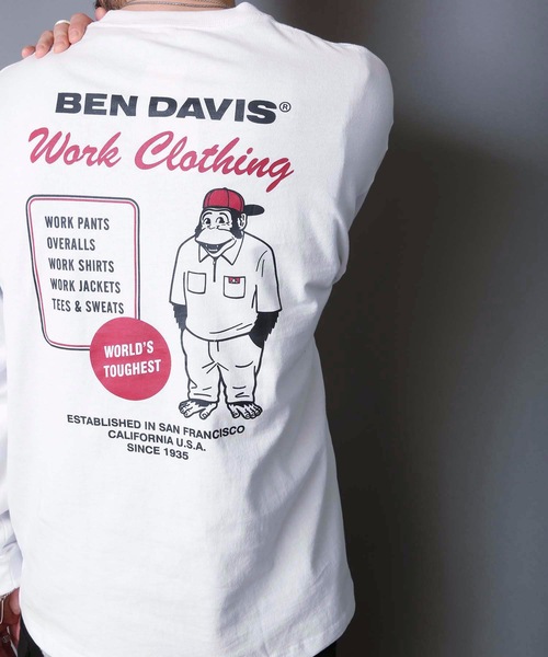 BEN DAVIS（ベンデイビス）の「【BEN DAVIS/ベンデイビス】バックプリントロンＴ　　スマイリングゴリラ 　ブランドロゴ　ユニセックス（Tシャツ/カットソー・メンズ・ブラック/ホワイト/パープル・LARGE/X-LARGE/MEDIUM）」の8枚目の写真