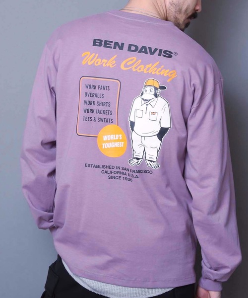 BEN DAVIS（ベンデイビス）の「【BEN DAVIS/ベンデイビス】バックプリントロンＴ　　スマイリングゴリラ 　ブランドロゴ　ユニセックス（Tシャツ/カットソー・メンズ・ブラック/ホワイト/パープル・LARGE/X-LARGE/MEDIUM）」の4枚目の写真