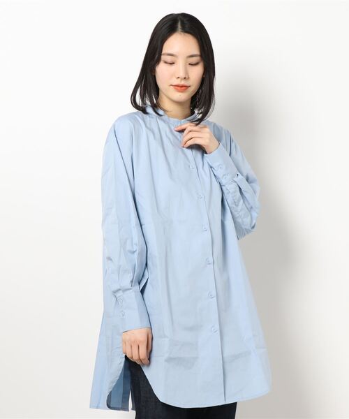 STYLEBLOCK（スタイルブロック）の「ブロード両開きロングシャツ（シャツ/ブラウス・レディース・ライトグレー/ライトベージュ/ホワイト/ブルー・M）」の4枚目の写真