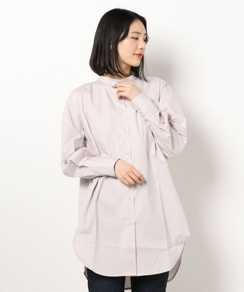 STYLEBLOCK（スタイルブロック）の「ブロード両開きロングシャツ（シャツ/ブラウス・レディース・ライトグレー/ライトベージュ/ホワイト/ブルー・M）」の3枚目の写真