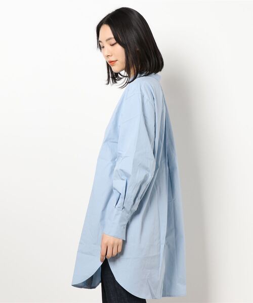 STYLEBLOCK（スタイルブロック）の「ブロード両開きロングシャツ（シャツ/ブラウス・レディース・ライトグレー/ライトベージュ/ホワイト/ブルー・M）」の6枚目の写真