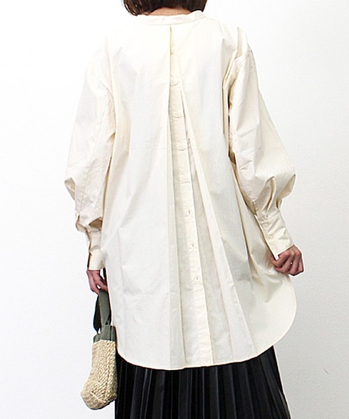 STYLEBLOCK（スタイルブロック）の「ブロード両開きロングシャツ（シャツ/ブラウス・レディース・ライトグレー/ライトベージュ/ホワイト/ブルー・M）」の2枚目の写真