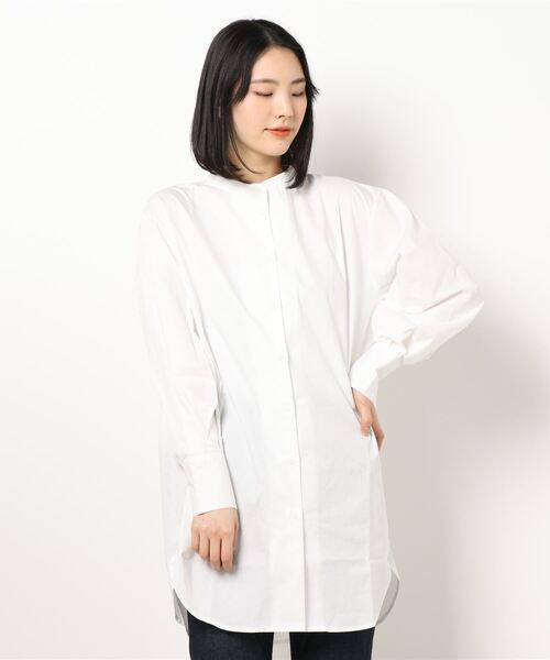 STYLEBLOCK（スタイルブロック）の「ブロード両開きロングシャツ（シャツ/ブラウス・レディース・ライトグレー/ライトベージュ/ホワイト/ブルー・M）」の7枚目の写真