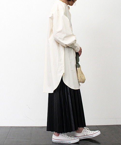 STYLEBLOCK（スタイルブロック）の「ブロード両開きロングシャツ（シャツ/ブラウス・レディース・ライトグレー/ライトベージュ/ホワイト/ブルー・M）」の8枚目の写真