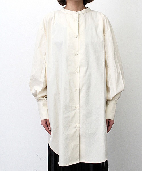 STYLEBLOCK（スタイルブロック）の「ブロード両開きロングシャツ（シャツ/ブラウス・レディース・ライトグレー/ライトベージュ/ホワイト/ブルー・M）」の9枚目の写真