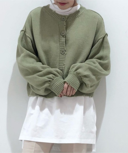 WEGO（ウィゴー）の「WEGO/2wayショートダメージカーディガン（カーディガン/ボレロ・レディース・グリーン/オフホワイト/ライトグレー・FREE）」の3枚目の写真