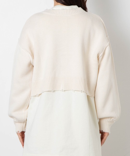 WEGO（ウィゴー）の「WEGO/2wayショートダメージカーディガン（カーディガン/ボレロ・レディース・グリーン/オフホワイト/ライトグレー・FREE）」の12枚目の写真