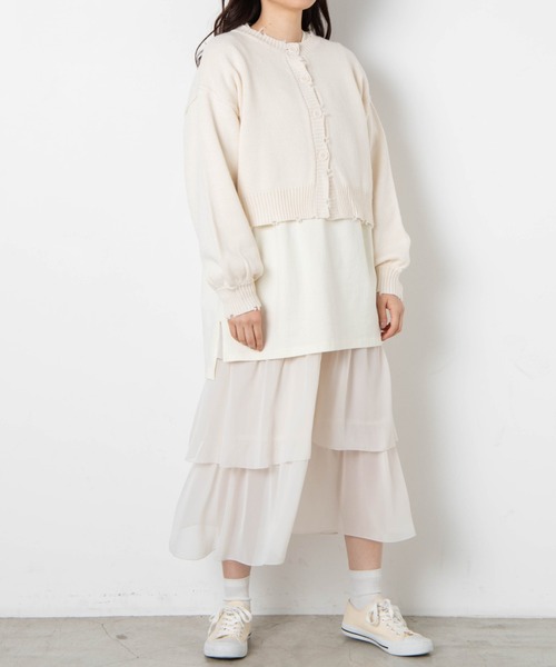 WEGO（ウィゴー）の「WEGO/2wayショートダメージカーディガン（カーディガン/ボレロ・レディース・グリーン/オフホワイト/ライトグレー・FREE）」の7枚目の写真