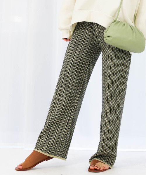 Per sist ence（パーシエンス）の「Per sist ence/パーシエンス　ジャガードストレートパンツ（その他パンツ・レディース・ブルー/ベージュ/オフホワイト/アイボリー・FREE）」の14枚目の写真