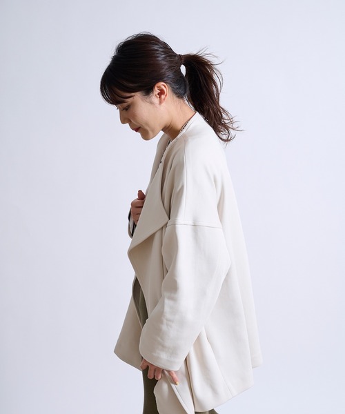 DouDou（ドゥドゥ）の「ハーフコート SS（ノーカラーコート・レディース・オフホワイト/ベージュ/グリーン・FREE）」の16枚目の写真