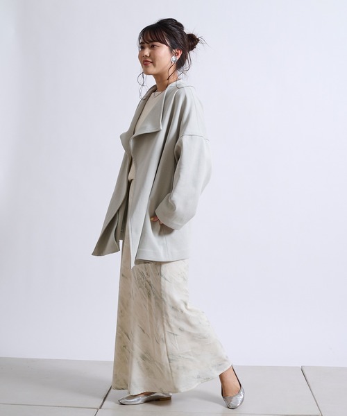 DouDou（ドゥドゥ）の「ハーフコート SS（ノーカラーコート・レディース・オフホワイト/ベージュ/グリーン・FREE）」の8枚目の写真