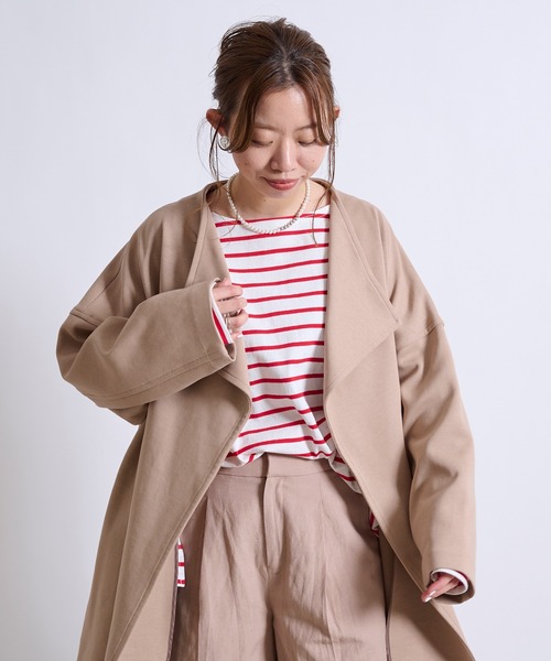 DouDou（ドゥドゥ）の「ハーフコート SS（ノーカラーコート・レディース・オフホワイト/ベージュ/グリーン・FREE）」の20枚目の写真