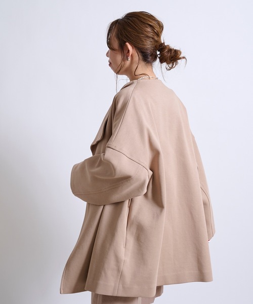 DouDou（ドゥドゥ）の「ハーフコート SS（ノーカラーコート・レディース・オフホワイト/ベージュ/グリーン・FREE）」の9枚目の写真