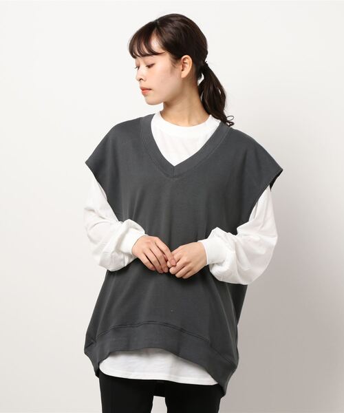 RAG MACHINE（ラグマシーン）の「【RAG MACHINE】カットレイヤード（アンサンブル・レディース・オフホワイト/グリーン/ダークグレー・L/M）」の2枚目の写真