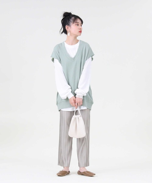 RAG MACHINE（ラグマシーン）の「【RAG MACHINE】カットレイヤード（アンサンブル・レディース・オフホワイト/グリーン/ダークグレー・L/M）」の15枚目の写真