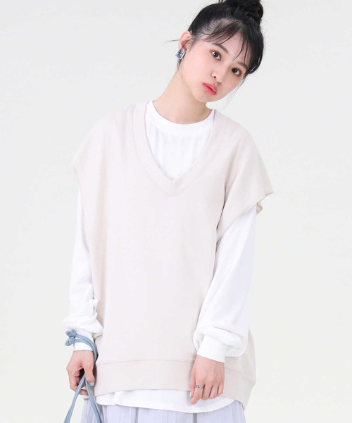 RAG MACHINE（ラグマシーン）の「【RAG MACHINE】カットレイヤード（アンサンブル・レディース・オフホワイト/グリーン/ダークグレー・L/M）」の7枚目の写真