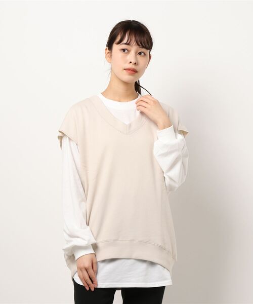 RAG MACHINE（ラグマシーン）の「【RAG MACHINE】カットレイヤード（アンサンブル・レディース・オフホワイト/グリーン/ダークグレー・L/M）」の10枚目の写真