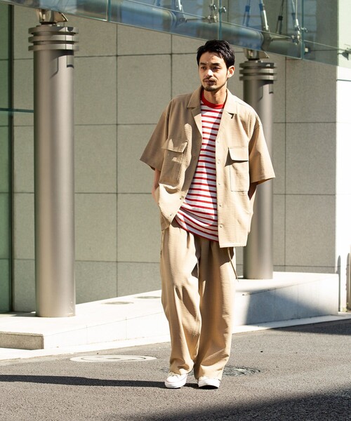 boohoo リラックス リネンシャツ&ショート セットアップ NATURAL 30代メンズ夏】涼感リネン風半袖セットアップ｜リゾート