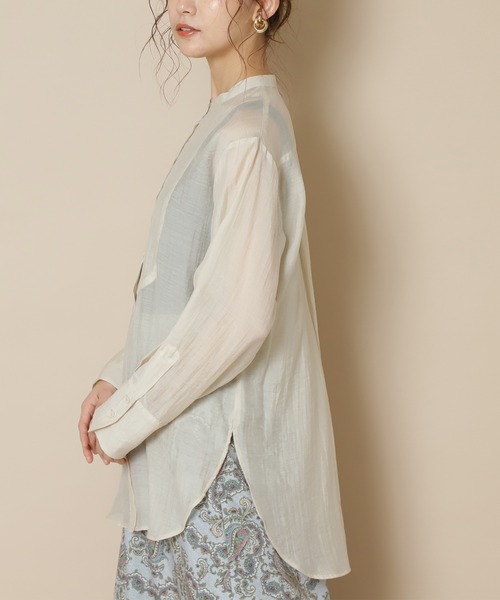 N.（N. Natural Beauty Basic）（エヌエヌナチュラルビューティーベーシック）の「◆バンドカラーシアーシャツ（シャツ/ブラウス・レディース・ブルーグレー/ナチュラル・MEDIUM）」の9枚目の写真