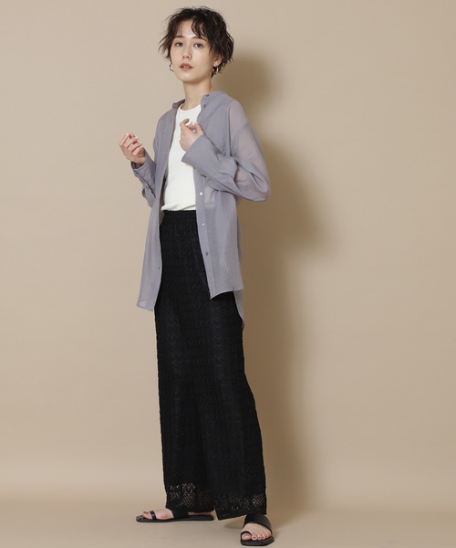 N.（N. Natural Beauty Basic）（エヌエヌナチュラルビューティーベーシック）の「◆バンドカラーシアーシャツ（シャツ/ブラウス・レディース・ブルーグレー/ナチュラル・MEDIUM）」の4枚目の写真