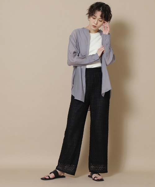 N.（N. Natural Beauty Basic）（エヌエヌナチュラルビューティーベーシック）の「◆バンドカラーシアーシャツ（シャツ/ブラウス・レディース・ブルーグレー/ナチュラル・MEDIUM）」の3枚目の写真