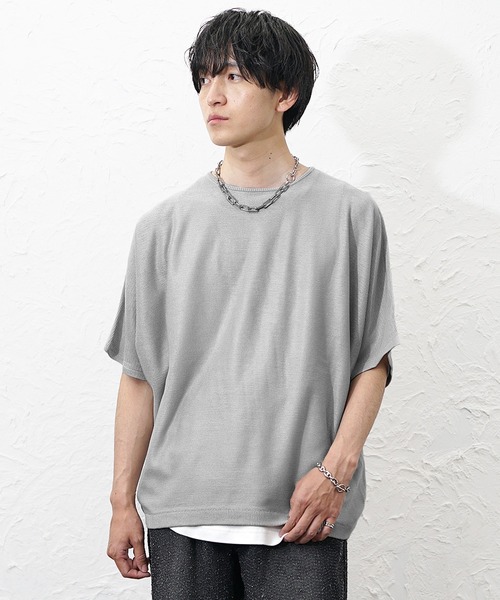 MinoriTY(マイノリティ)の「【MinoriTY】サマーニット メンズ 半袖 ドルマン セーター 5分袖 トップス 春服 夏服(ニット/セーター・メンズ・ブルー/ワイン/グレイッシュベージュ/ブラック/ライトグレー/レッド/グレー/チャコール/サンドベージュ/ブルーグレー・S/M/L)」の1枚目の写真