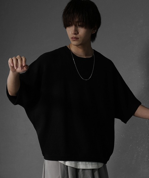 MinoriTY（マイノリティ）の「【MinoriTY】サマーニット メンズ 半袖 ドルマン ニット 半袖 5分袖 トップス メンズ 夏（シャツ/ブラウス・メンズ・ブルー/ワイン/グレイッシュベージュ/ブラック/ライトグレー・S/M/L）」の2枚目の写真