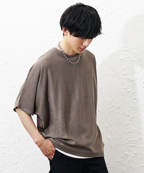 MinoriTY（マイノリティ）の「【MinoriTY】サマーニット メンズ 半袖 ドルマン ニット 半袖 5分袖 トップス メンズ 夏（シャツ/ブラウス・メンズ・ブルー/ワイン/グレイッシュベージュ/ブラック/ライトグレー・S/M/L）」の13枚目の写真