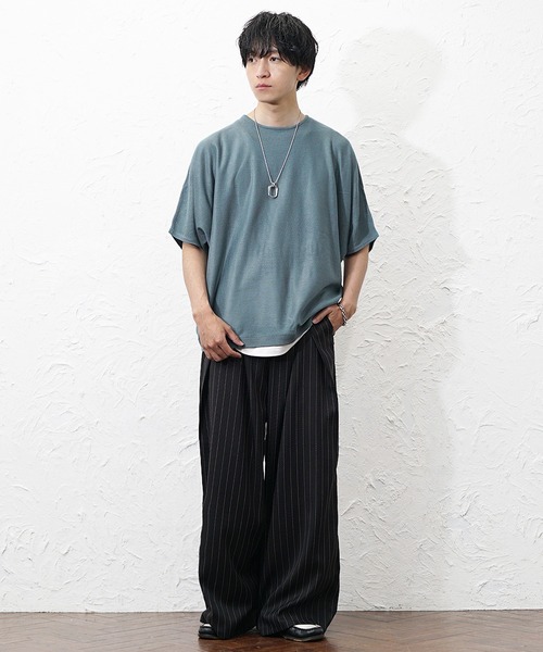 MinoriTY（マイノリティ）の「【MinoriTY】サマーニット メンズ 半袖 ドルマン ニット 半袖 5分袖 トップス メンズ 夏（シャツ/ブラウス・メンズ・ブルー/ワイン/グレイッシュベージュ/ブラック/ライトグレー・S/M/L）」の11枚目の写真