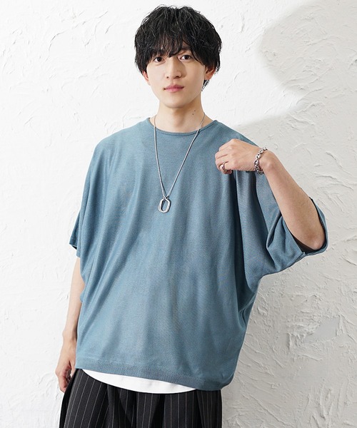 MinoriTY（マイノリティ）の「【MinoriTY】サマーニット メンズ 半袖 ドルマン ニット 半袖 5分袖 トップス メンズ 夏（シャツ/ブラウス・メンズ・ブルー/ワイン/グレイッシュベージュ/ブラック/ライトグレー・S/M/L）」の10枚目の写真