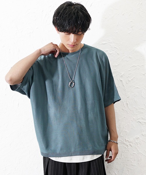 MinoriTY（マイノリティ）の「【MinoriTY】サマーニット メンズ 半袖 ドルマン ニット 半袖 5分袖 トップス メンズ 夏（シャツ/ブラウス・メンズ・ブルー/ワイン/グレイッシュベージュ/ブラック/ライトグレー・S/M/L）」の9枚目の写真