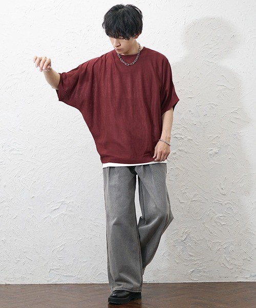 MinoriTY（マイノリティ）の「【MinoriTY】サマーニット メンズ 半袖 ドルマン ニット 半袖 5分袖 トップス メンズ 夏（シャツ/ブラウス・メンズ・ブルー/ワイン/グレイッシュベージュ/ブラック/ライトグレー・S/M/L）」の7枚目の写真