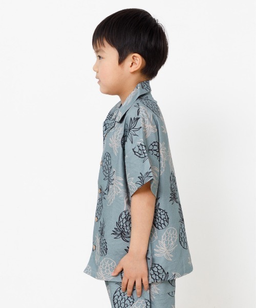 MAKE YOUR DAY（メイクユアデイ）の「パイナップル柄アロハシャツ■80～140cm（シャツ/ブラウス・キッズ・ミント/モカ・110/100/120/90/140/130/80）」の3枚目の写真