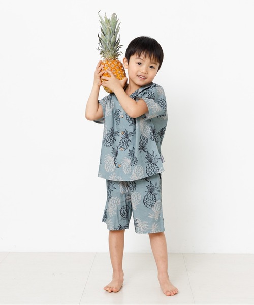 MAKE YOUR DAY（メイクユアデイ）の「パイナップル柄アロハシャツ■80～140cm（シャツ/ブラウス・キッズ・ミント/モカ・110/100/120/90/140/130/80）」の5枚目の写真