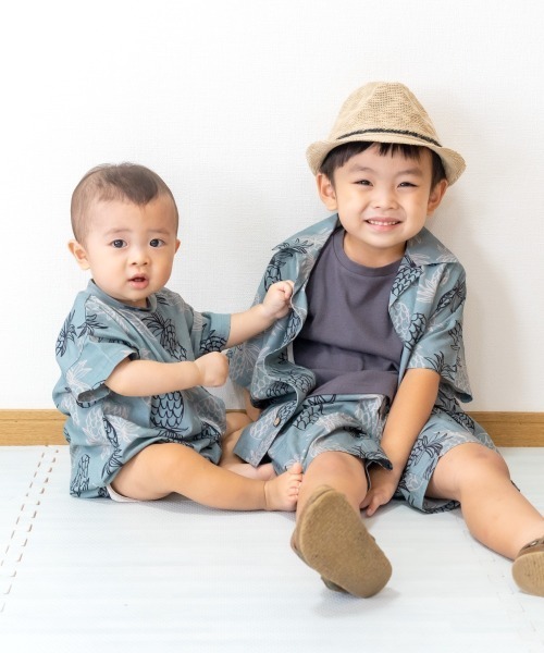 MAKE YOUR DAY（メイクユアデイ）の「パイナップル柄アロハシャツ■80～140cm（シャツ/ブラウス・キッズ・ミント/モカ・110/100/120/90/140/130/80）」の16枚目の写真