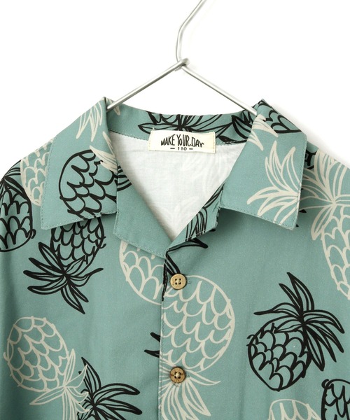 MAKE YOUR DAY（メイクユアデイ）の「パイナップル柄アロハシャツ■80～140cm（シャツ/ブラウス・キッズ・ミント/モカ・110/100/120/90/140/130/80）」の13枚目の写真
