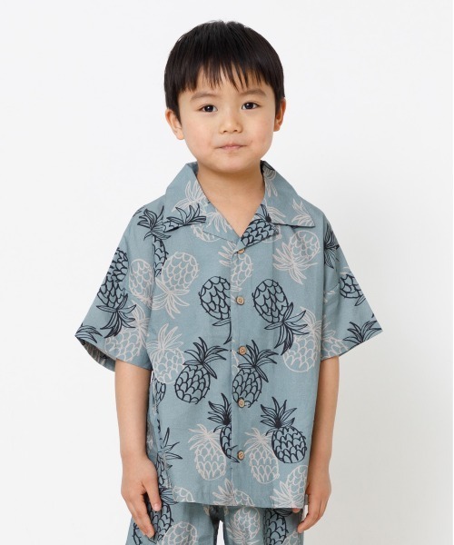 MAKE YOUR DAY（メイクユアデイ）の「パイナップル柄アロハシャツ■80～140cm（シャツ/ブラウス・キッズ・ミント/モカ・110/100/120/90/140/130/80）」の19枚目の写真