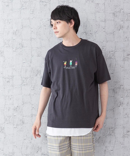 JEANS MATE(ジーンズメイト)の「ポンチTシャツタンクアンサンブル Tシャツ/タンクトップセットアップ バックプリント ワンポイントプリント/刺繍(Tシャツ/カットソー・メンズ・ベージュ/ブルー/オフホワイト/ホワイト/スミクロ・MEDIUM/LARGE)」の19枚目の写真