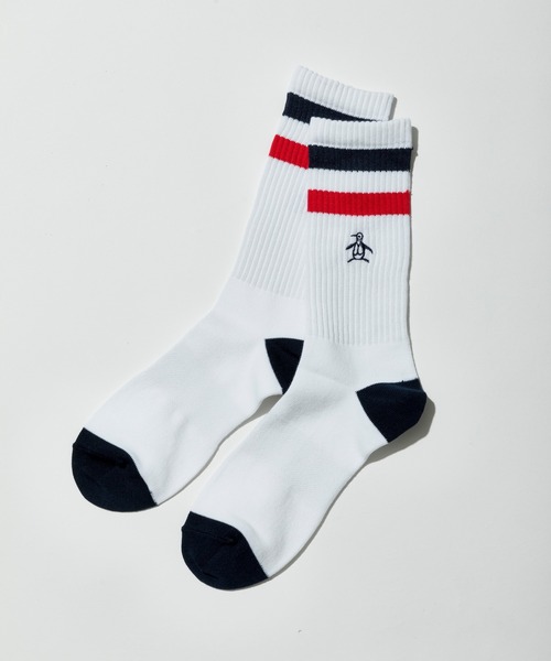 Munsingwear Grand-Slam（マンシングウェア　グランドスラム）の「ペンギン バイ マンシングウェア リブ ラインソックス メンズ アクセサリー 小物 ソックス 靴下 スポーツウェア ユニセックス ゴルフ（ソックス/靴下・メンズ・ホワイト・25-27CM）」の2枚目の写真
