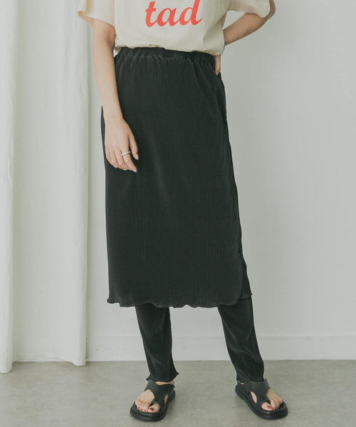 KBF+（ケービーエフプラス）の「KBF+　レギンススカート（スカート・レディース・ライトグレー/グリーン系その他/ブラック・ONE）」の4枚目の写真