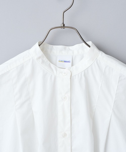 CIAOPANIC（チャオパニック）の「ブロードノースリーブシャツ（シャツ/ブラウス・レディース・オフホワイト/サックスブルー・FREE）」の4枚目の写真