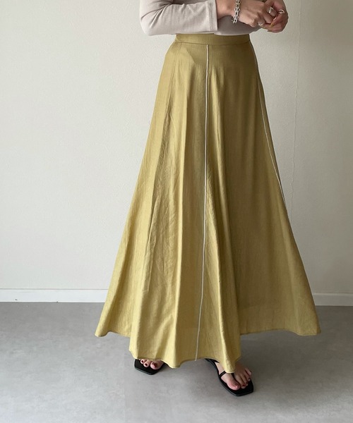 y/m by misato（イムバイミサト）の「楊柳パイピングマーメイドスカート（スカート・レディース・ベージュ/オレンジ/アイボリー/ライトカーキ・FREE）」の3枚目の写真