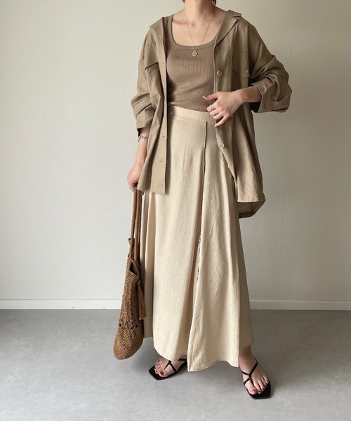 y/m by misato（イムバイミサト）の「楊柳パイピングマーメイドスカート（スカート・レディース・ベージュ/オレンジ/アイボリー/ライトカーキ・FREE）」の2枚目の写真