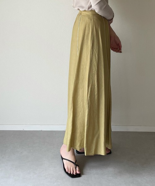 y/m by misato（イムバイミサト）の「楊柳パイピングマーメイドスカート（スカート・レディース・ベージュ/オレンジ/アイボリー/ライトカーキ・FREE）」の6枚目の写真