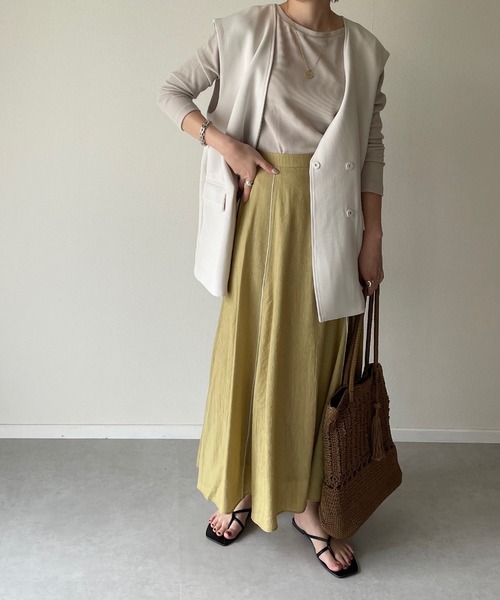 y/m by misato（イムバイミサト）の「楊柳パイピングマーメイドスカート（スカート・レディース・ベージュ/オレンジ/アイボリー/ライトカーキ・FREE）」の22枚目の写真