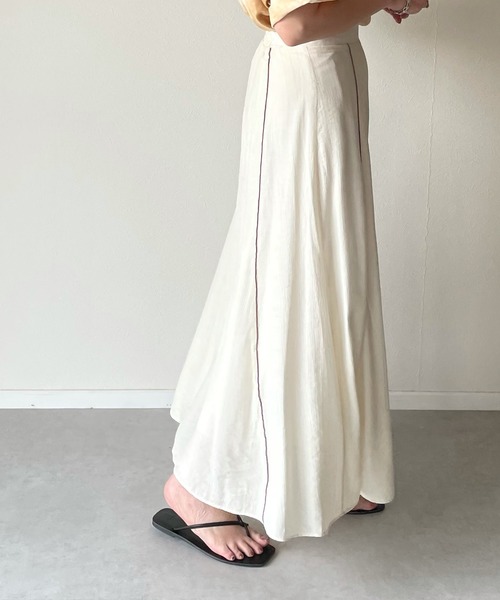 y/m by misato（イムバイミサト）の「楊柳パイピングマーメイドスカート（スカート・レディース・ベージュ/オレンジ/アイボリー/ライトカーキ・FREE）」の7枚目の写真