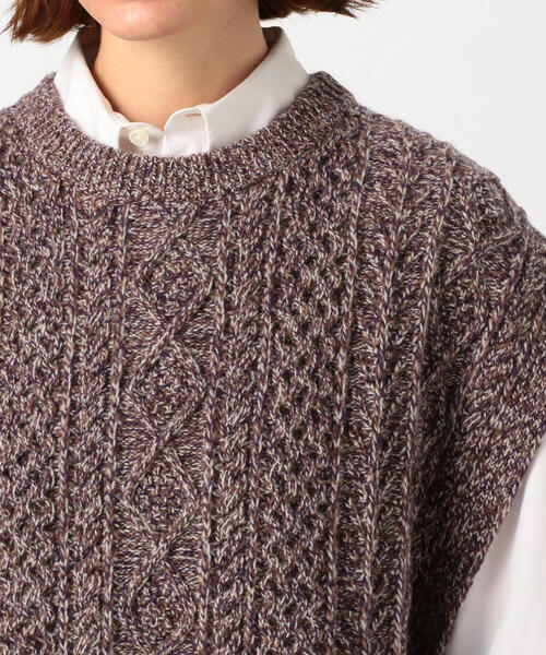 TOMORROWLAND （トゥモローランド）の「エアリーケーブル クルーネックベスト（ニット/セーター・レディース・ホワイト/パープル系その他4・S）」の10枚目の写真