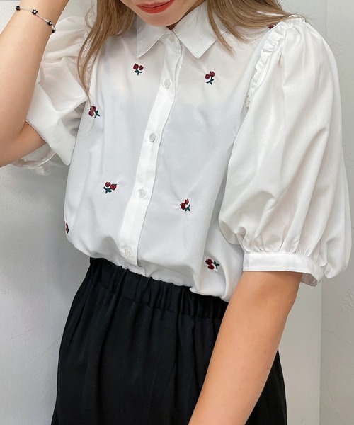 WEGO（ウィゴー）の「WEGO/ギャザースリーブアソートブラウス（シャツ/ブラウス・レディース・ホワイト/グリーン系その他/その他2/その他1・FREE）」の4枚目の写真