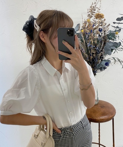 WEGO（ウィゴー）の「WEGO/ギャザースリーブアソートブラウス（シャツ/ブラウス・レディース・ホワイト/グリーン系その他/その他2/その他1・FREE）」の2枚目の写真